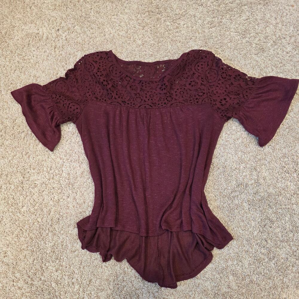 A.N.A. a new approach burgundy quarter bell‎ sleeve sweater sz PL